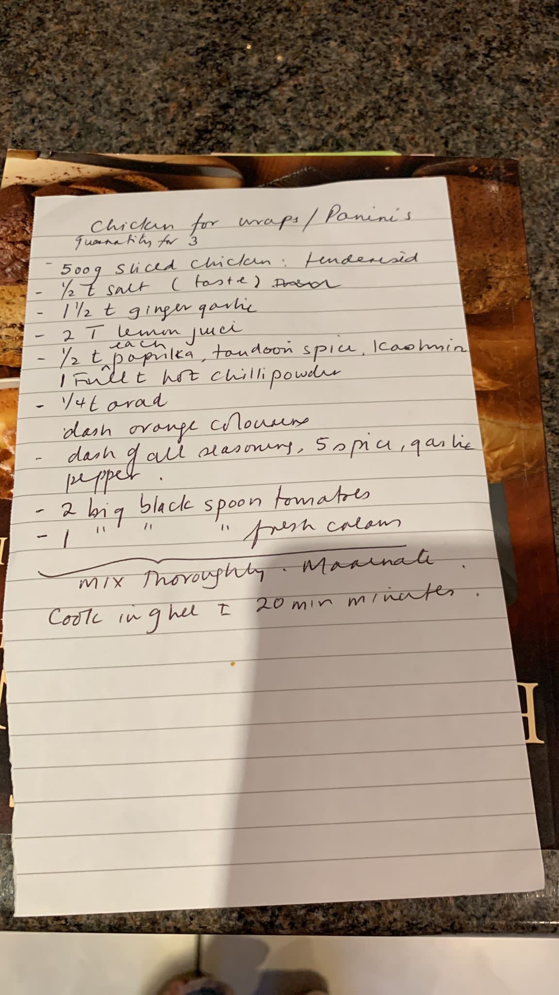 Chicken for Wraps or Paninis